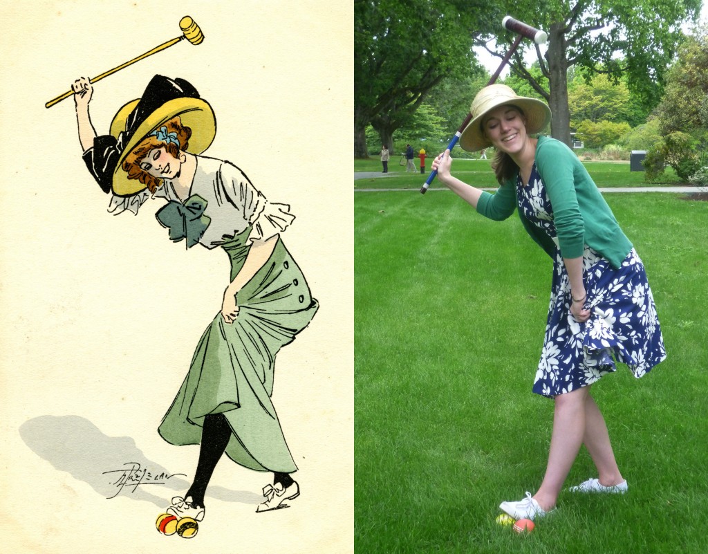 [Postcard depicting woman playing croquet]